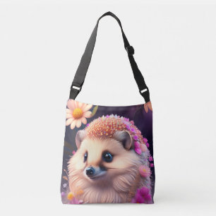 Romantik Igel mit Blumen Crossbody Bag