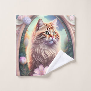 Romantik Katze mit Blumen Wash Cloth