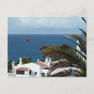 Romantische Seelandschaft mit Palme Postcard