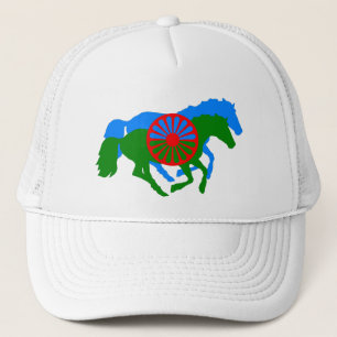 Romany Gypsy flag text and horse  Trucker Hat