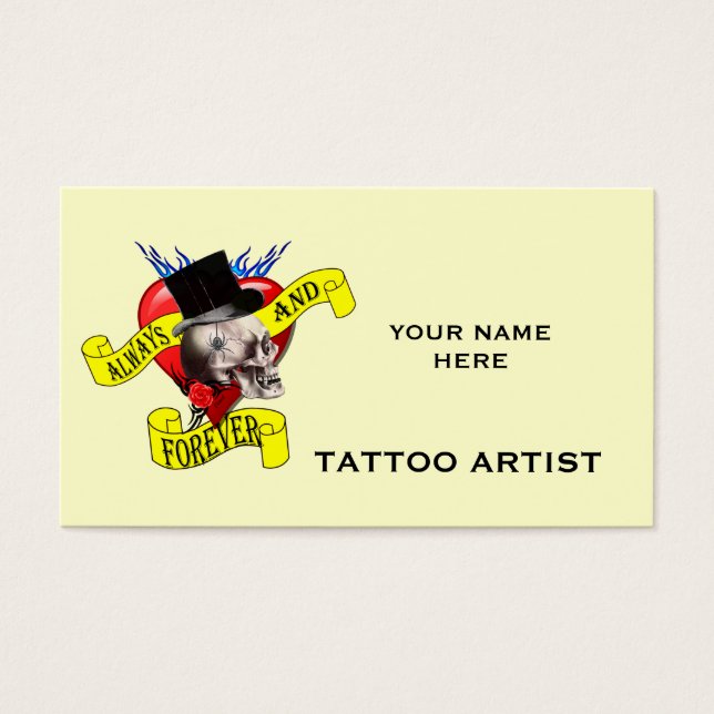 Romatic skull and heart tattoo design (Front)