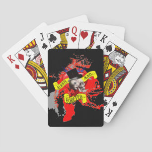 Romatic skull and heart tattoo design playing cards
