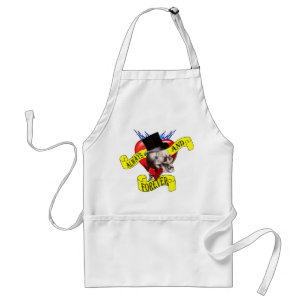 Romatic skull and heart tattoo design standard apron
