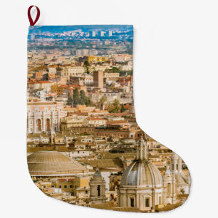 Rome Aerial View From Saint Peter Basilica Viewpoi Large Christmas Stocking