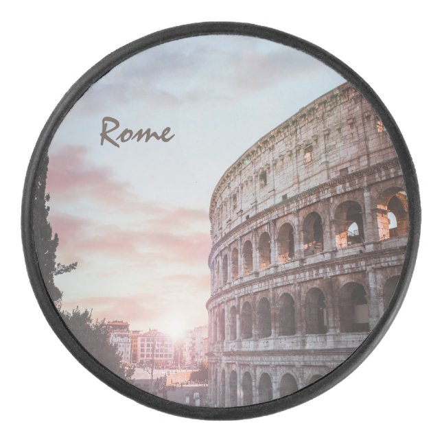 Rome Ancient Architecture sunset cityscape Hockey Puck (Front)