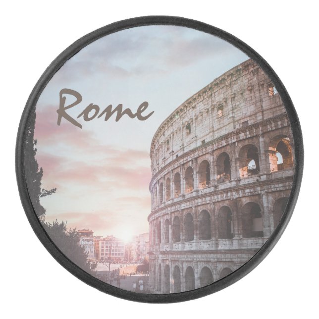 Rome Ancient Architecture sunset cityscape Hockey Puck (Front)