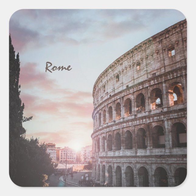 Rome Ancient Architecture sunset cityscape Square Sticker (Front)