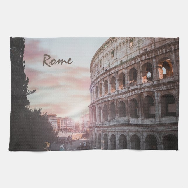 Rome Ancient Architecture sunset cityscape Tea Towel (Horizontal)