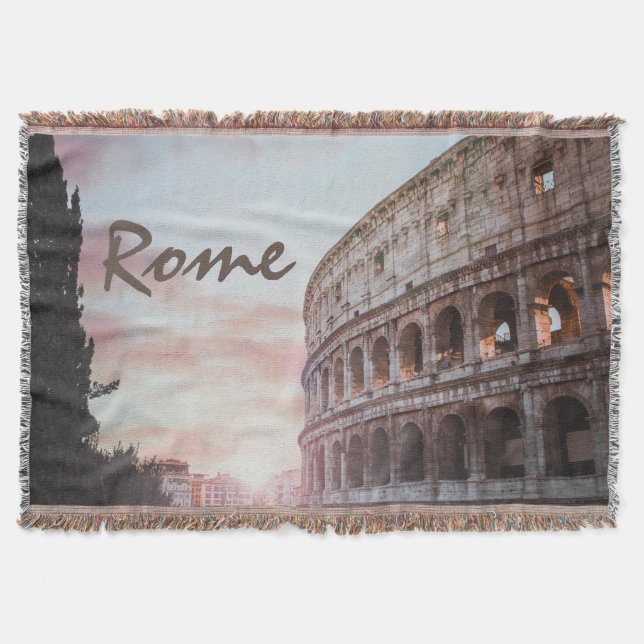 Rome Ancient Architecture sunset cityscape Throw Blanket (Front)