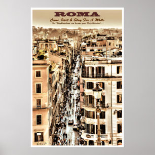 Rome Art Italy Travel Poster City Streets Print