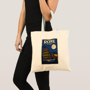 Rome at Night Tote Bag   Vintage Colosseum Travel 