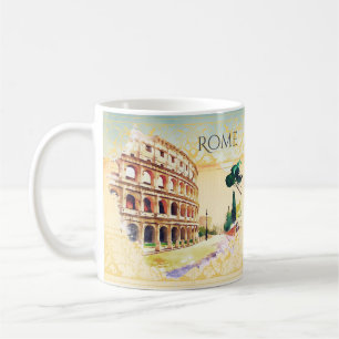 Rome at Sunset – Watercolor Art for Travel Lovers Coffee Mug