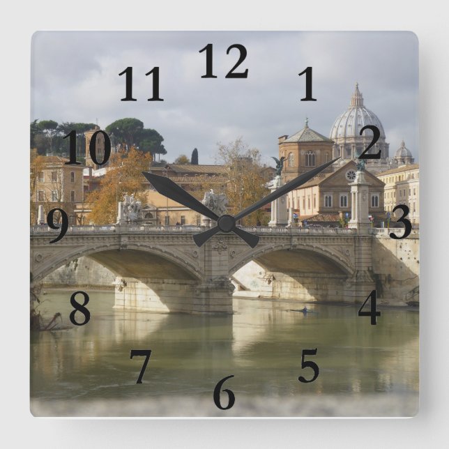 Rome bridge square wall clock (Front)