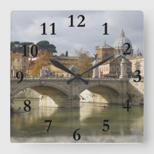 Rome bridge square wall clock