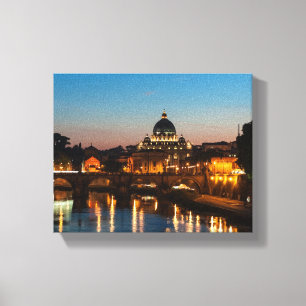 Rome by night, St Peters and the Vatican city Canvas Print