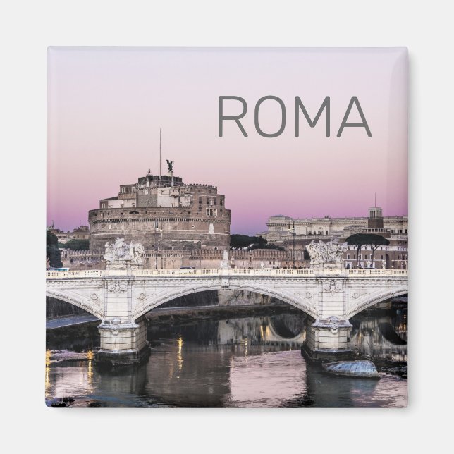 Rome Castel Sant'Angelo Bridge Sunset Panorama Lug Magnet (Front)