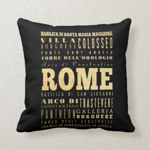 Rome City of Italy Typography Art Cushion