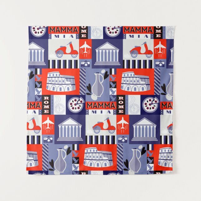 Rome city seamless decorative pattern design. Trav Tapestry (Front)