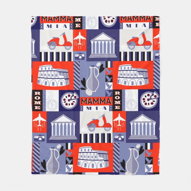 Rome city seamless decorative pattern design. Work Fleece Blanket (Front)