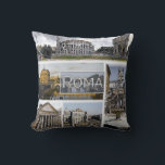 Rome ^ Colosseum - Arch of Constantine - Pantheon Cushion<br><div class="desc">Travels and PostCard Here is the memory of your holiday in Italy. This image contains a representation of the following places: Rome - The Colosseum and the Arch of Constantine - Pantheon - Saint Angelo Bridge - Foro Romano - Barcaccia Fountain - Trinità dei Monti - Piazza di Spagna. Impress...</div>