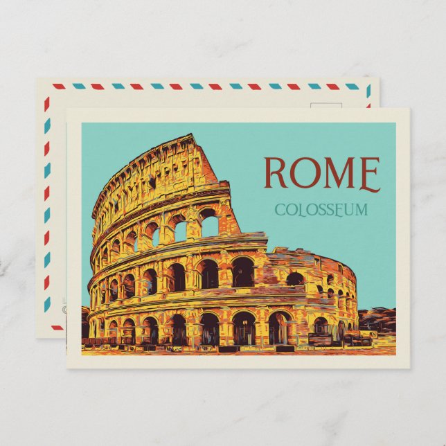 Rome colosseum illustration Italy Postcard (Front/Back)