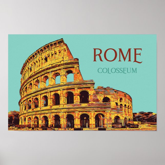 Rome colosseum illustration Italy Postcard Poster (Front)