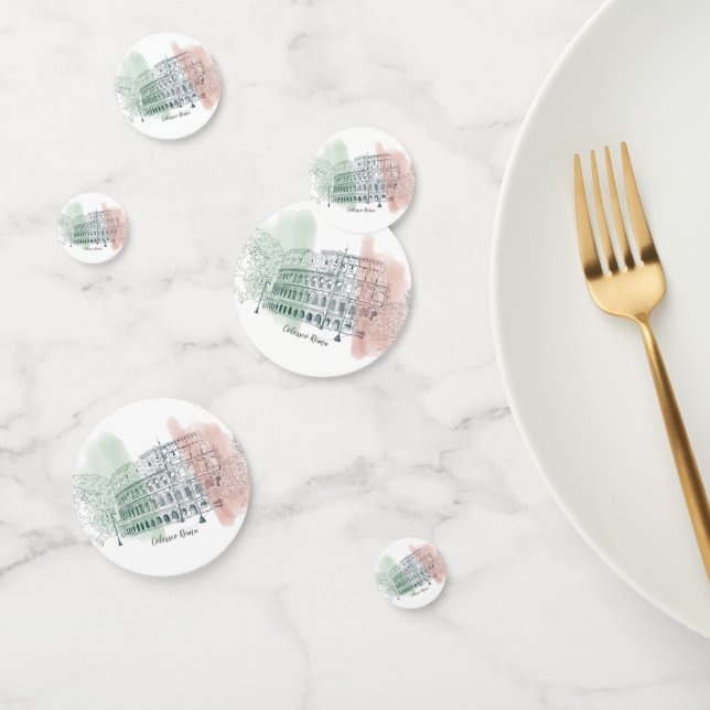 Rome Colosseum in Italy and Italian Flag Colours Confetti (Group)