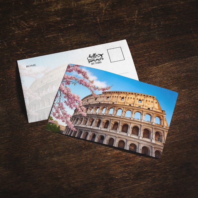 Rome Colosseum Italy Painted Postcard (Creator Uploaded)