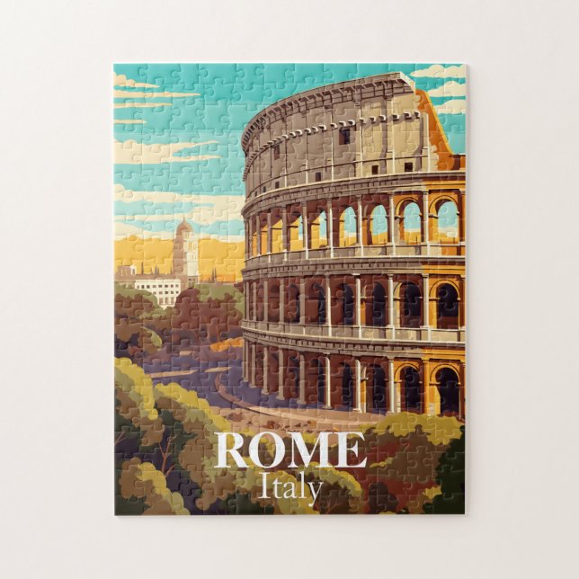 Rome Colosseum Italy Travel Illustration Jigsaw Puzzle (Vertical)