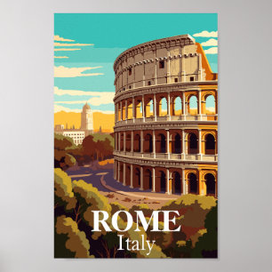 Rome Colosseum Italy Travel Illustration Poster