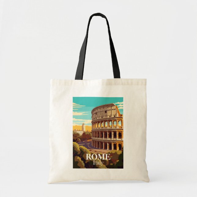 Rome Colosseum Italy Travel Illustration Tote Bag (Front)