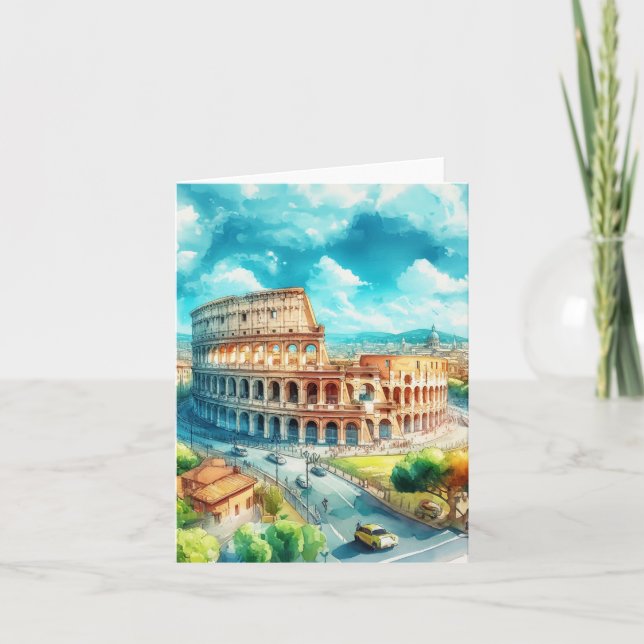 Rome Colosseum Italy Watercolor Card (Front)