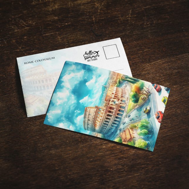 Rome Colosseum Italy Watercolor Postcard (Creator Uploaded)