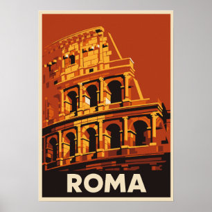 Rome Colosseum Poster Vintage Travel Italy 