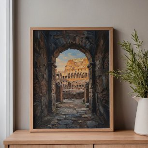 Rome Colosseum Shadows Archway Art Canvas Print