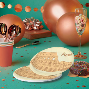 Rome Colosseum Sketch Paper Plate