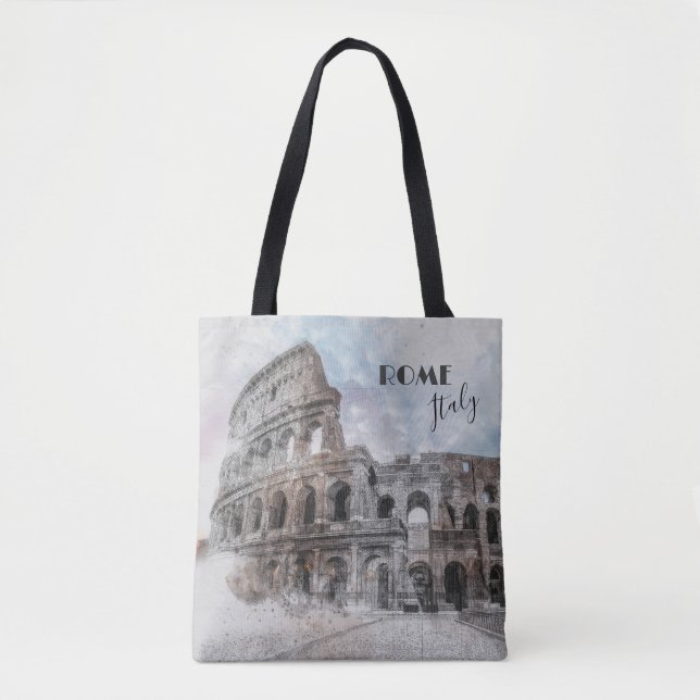 Rome Colosseum Vintage Tote Bag | Italy Travel Art (Front)