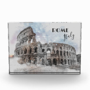 Rome Colosseum Vintage Travel Art – Italy Decor  Photo Block