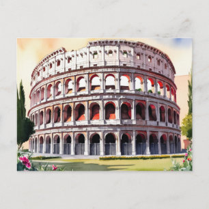 Rome Colosseum Watercolor Art Postcard