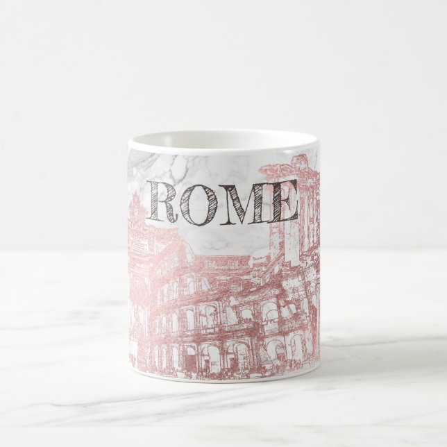 ROME, FAUX ROSE GOLD+MARBLE TRAVEL COFFEE MUG (Center)