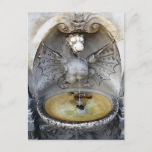 Rome Fountain Dragon Ancient Water Italy Monument Postcard