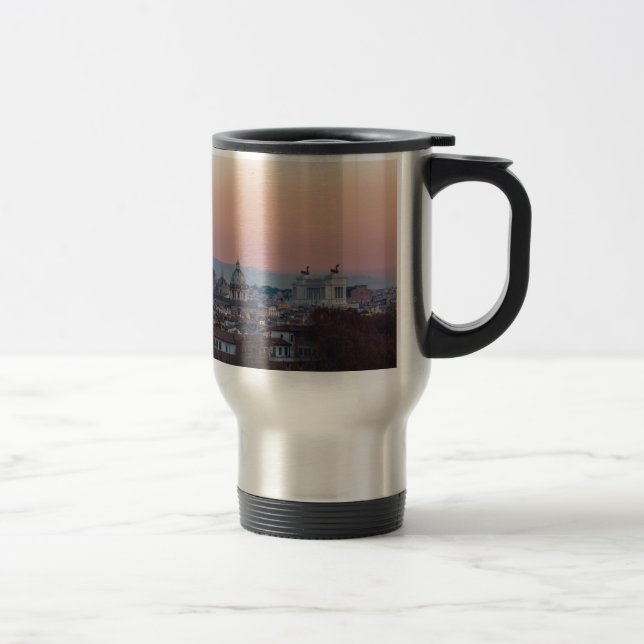 Rome from Gianicolo panorama at sunset Travel Mug (Right)