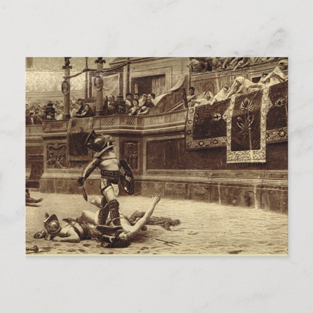 Rome, Gladiators in the Colosseum Postcard (Front)