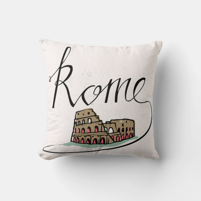 Rome Hand Lettered Design Cushion (Front)