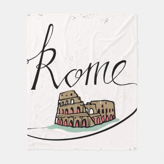 Rome Hand Lettered Design Fleece Blanket (Front)