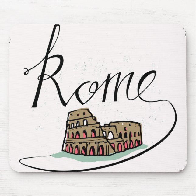 Rome Hand Lettered Design Mouse Mat (Front)