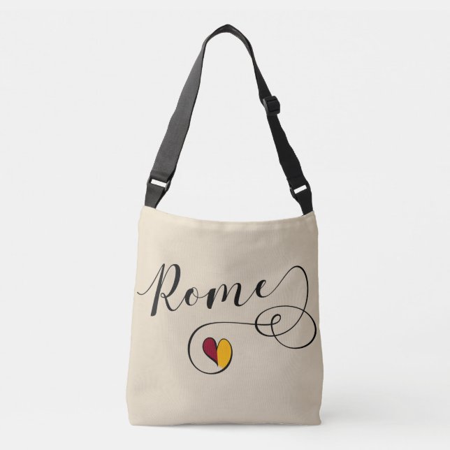 Rome Heart Bag, Italy, Roman Flag Crossbody Bag (Front)