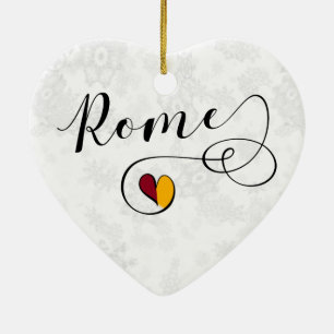 Rome Heart, Christmas Tree Ornament, Italy Ceramic Tree Decoration