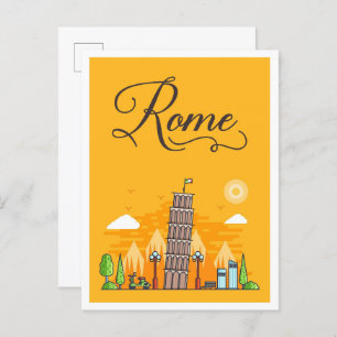 Rome Italy Art Travel Illustration Postcard