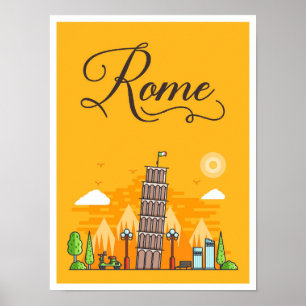 Rome Italy Art Travel Illustration Poster